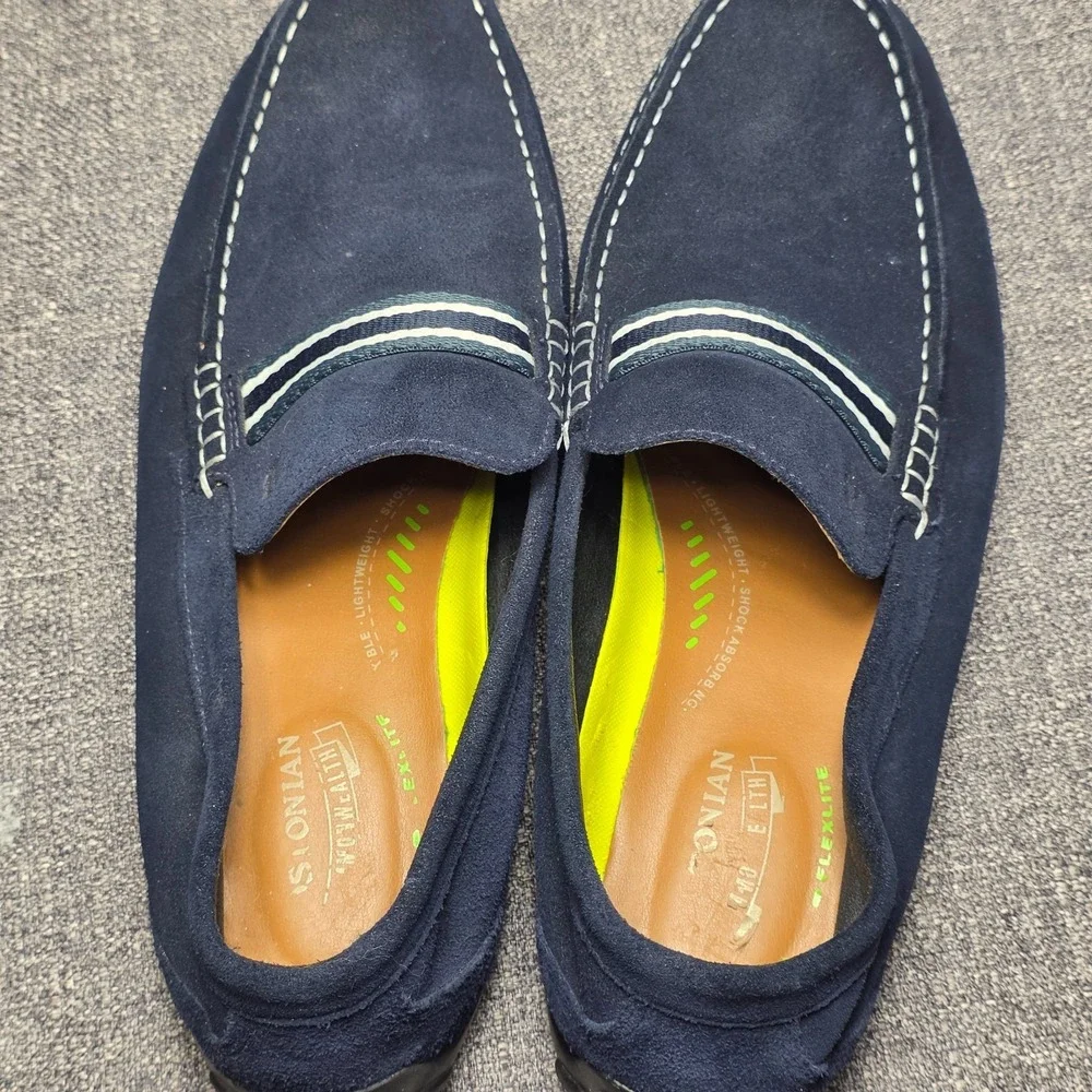 Bostonian Grafton Mens Blue Suede Slip On Moccasins Driving Loafer Shoes Size 11